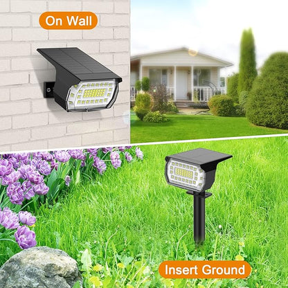 LANSOW Solar Spot Lights Outdoor, [2 Pack/76 LED] 2-in-1 Solar Landscape Spotlights, 3 Modes IP65 Waterproof Dusk to Dawn Solar Powered Flood Wall Lights for Outside Yard Garden Path(Cool White)