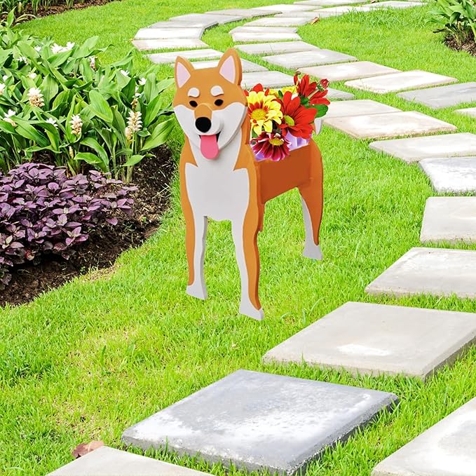 Shiba Inu Dog Planter Plant Pots,Cute Dog Flower Planter,Gifts for Pet Lovers,Unique Animal Plant Pots,Office,Indoor Outdoor Garden Decor