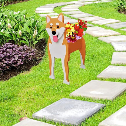 Shiba Inu Dog Planter Plant Pots,Cute Dog Flower Planter,Gifts for Pet Lovers,Unique Animal Plant Pots,Office,Indoor Outdoor Garden Decor