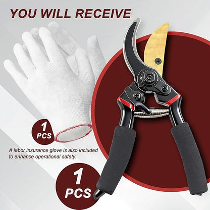 Advanced Bypass Trimming Scissors - Professional Gardening Scissors, 1.57-inch Trimming Diameter Anti rust Stainless Steel Blades, Plant, Flower, Bush Manual Trimmer, 1-piece Set