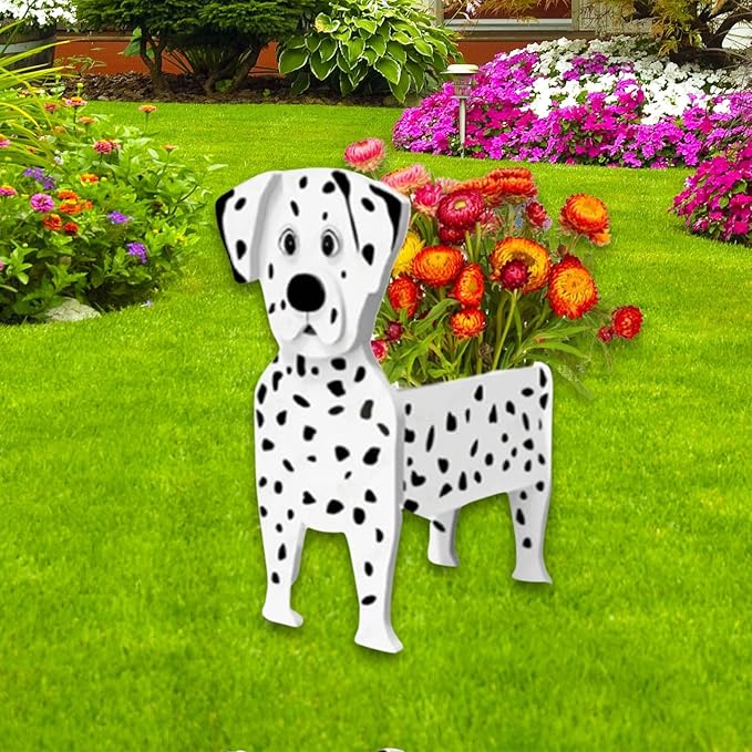 Dalmatian Dog Planter Plant Pots,Cute Dog Flower Planter,Gifts for Pet Lovers,Unique Animal Plant Pots,Office,Indoor Outdoor Garden Decor(9.45 * 5.91 * 13.35in)