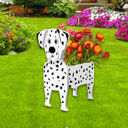 Dalmatian Dog Planter Plant Pots,Cute Dog Flower Planter,Gifts for Pet Lovers,Unique Animal Plant Pots,Office,Indoor Outdoor Garden Decor(9.45 * 5.91 * 13.35in)