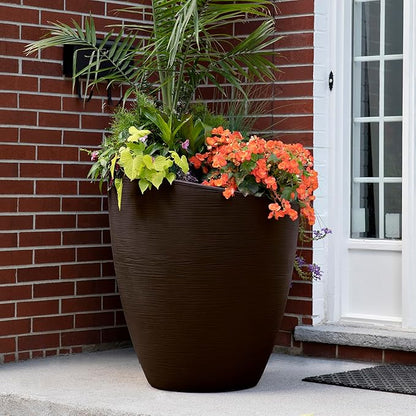 Mayne Modesto Round Planter with Sloped Top and Textured Finish
