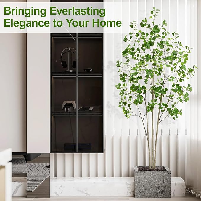 6ft Artificial Ficus Tree with Heart-Shaped Leaves - Lush & Full Branches, 72" Tall Luxurious Faux Heart-Leaf Ficus Tree, Perfect for Modern Home & Office Decor, Natural Look