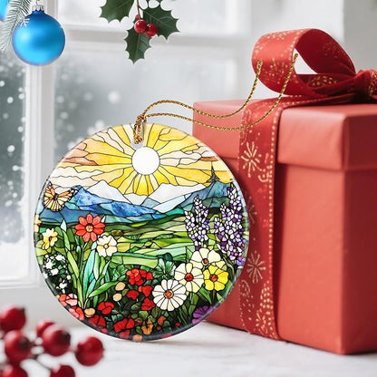 Christmas Ornaments, Dodosky 2.8in Ceramic Wildflower Ornament, Xmas Decor, Christmas Tree Ornaments, Xmas Decorations for Tree, Holiday Ornament, Flower Lovers Gifts, Gifts for Women, Mom, Grandma