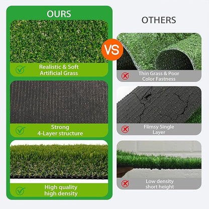 Artificial Grass Turf Outdoor Indoor,1.2 in Thick,Fake Grass for Dogs Potty Training,Realistic Turf Rug for Garden Lawn Landscape Balcony Decoration