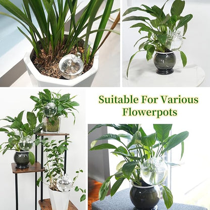 4pcs Plant Self Watering Globes with Covers, Plastic Water Bulbs Top Fill, Plant Watering Devices System Slow Release Terracotta, Water Spikes Stakes for Indoor (4)