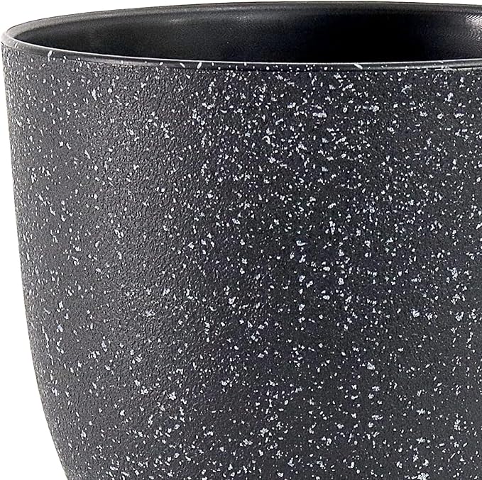 Flower Pots 12 Inch Set of 2, Plant Pots Pots for Indoor Plants, Planters for Outdoor Plants 12 Inch Pots for Plants with Drainage and Saucers, Speckled Black