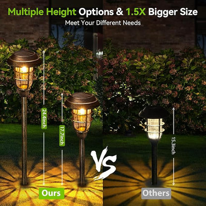 LETMY Solar Outdoor Lights, 8 Pack Bright Solar Pathway Lights Outdoor Waterproof, Up to 15 Hrs Auto On/Off Solar Garden Lights Outdoor Solar Lights for Yard Patio Walkway Driveway Pathway - Bronze