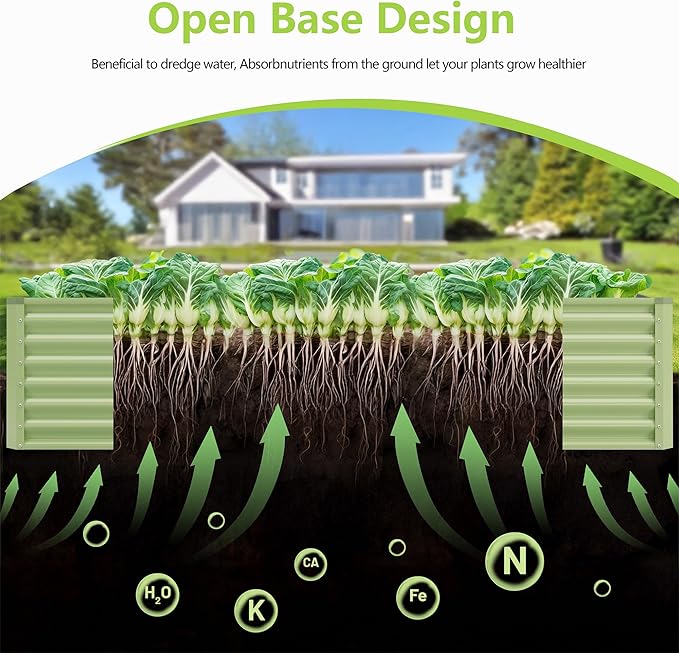 4x2x2FT Galvanized Raised Garden Bed Kit,Vegetable Boxes-Rectangle Metal Flower Box,Large Planter Raised Beds Outdoor Garden for Planting,Fruit,Herb-Green