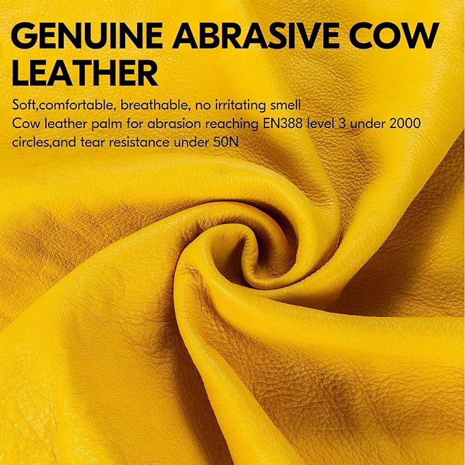 Vgo... Men's Extra-Long Leather Gardening Gloves, Gauntlet with Adjustable Cuff, Puncture & Thorn Proof, Touchscreen (CA9659)