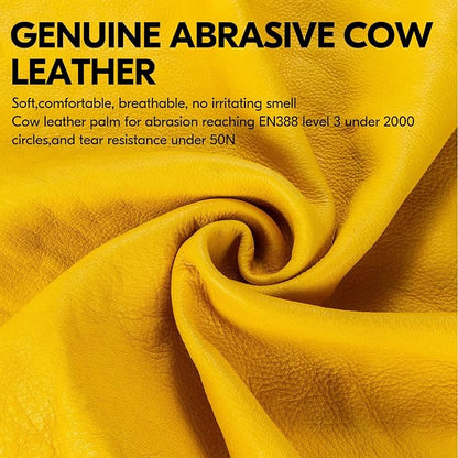 Vgo... Men's Extra-Long Leather Gardening Gloves, Gauntlet with Adjustable Cuff, Puncture & Thorn Proof, Touchscreen (CA9659)