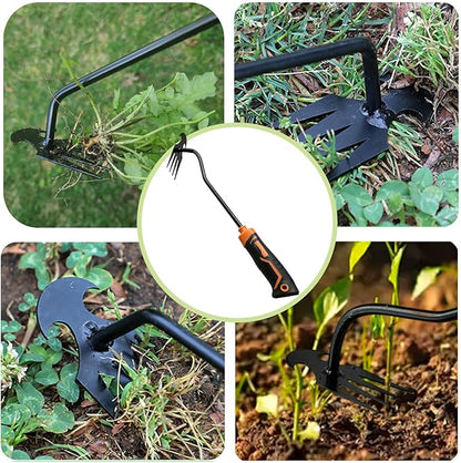 3 pcs Weed Puller Tool Garden Weed Pulling Tool, 2025 New Garden Weed Puller Tools Hand Weeder Tool with Rubber Handle, 4 Teethes Dual Purpose Manual Weeders Tool Weed Pulling Tool for Garden