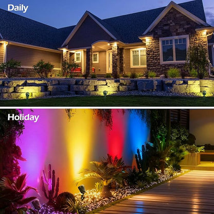 Spotlights Outdoor,120V Plug-in Halloween Spot Lights with Timer Remote Control,6000K Landscape Lighting with 5 Color Lenses (Red,Yellow,Green,Blue,Purple),IP67 Waterproof,1 Pack