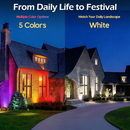 Spotlights Outdoor,120V Plug-in Halloween Spot Lights with Timer Remote Control,6000K Landscape Lighting with 5 Color Lenses (Red,Yellow,Green,Blue,Purple),IP67 Waterproof,1 Pack