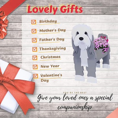 Baba Collie Dog Planter Plant Pots,Cute Dog Flower Planter,Gifts for Pet Lovers,Unique Animal Plant Pots,Office,Indoor Outdoor Garden Decor(9.45in*5.98 * 13.54in)