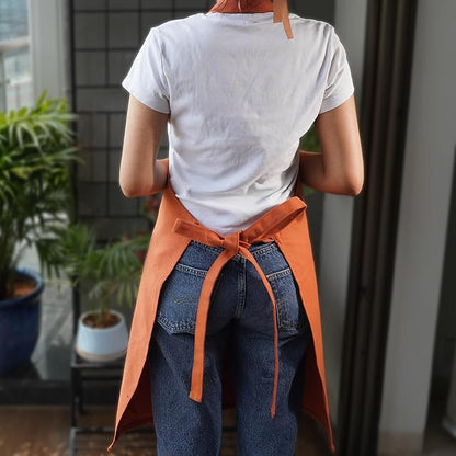 100% Cotton Kitchen Apron with 2 Pockets – Adjustable Chef Apron for Cooking Baking BBQ – Unisex Apron