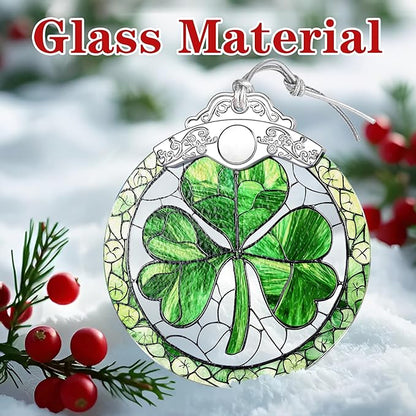 Shamrock Ornament – Christmas Decoration & Christmas Ornament; Stained Glass Holiday Decoration (Holiday Present, Bauble Present, Gift Idea, Gift Exchange) | Heirloom Keepsakes