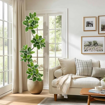 Garvee Fiddle Leaf Fig Tree Artificial Indoor, Faux Floor Plant, 7FT Tall Fake Plant with Planter and Pebbles, Artificial Trees for Home Decor Indoor,Tall Fake Tree for Housewarming