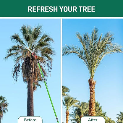 Outvita Manual Pole Saw, 26 Feet Extendable Tree Pruner with Knives and Storage Pocket, Sharp Steel Blade and Scissors High Branches Trimming for Pruning Palms and Shrubs