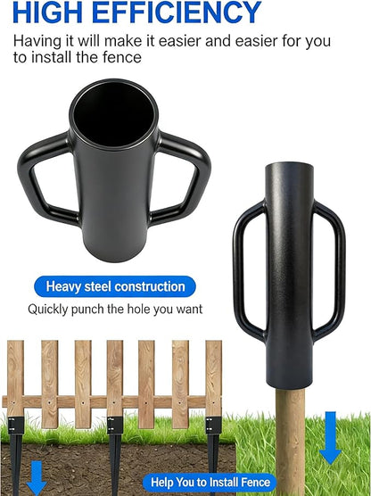MTB Garden 16 inch Portable Post Driver with Handle, 8LB Black Iron T Post Digger Hand Post Rammer for Installing Fences,16 inch Post Pounder Good for Small Projects