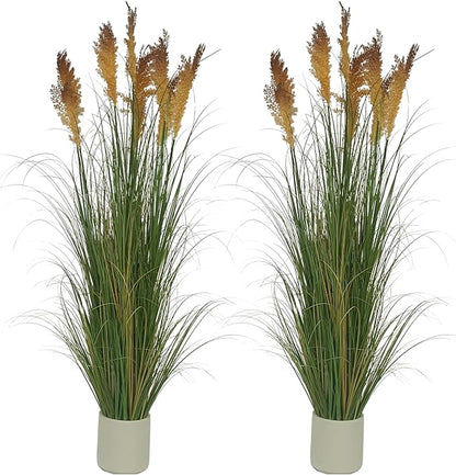 57" (4.8ft,2Pack) Pampas Grass Potted Plants,Artificial Tall Grass Faux Plants Fake Grass, Faux Pampas Grass Home Decor As Plant Room Decor Floor Plants