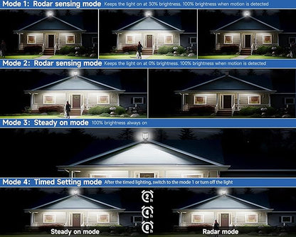 Solar Lights Outdoor for Outside, IP66 Waterproof Solar Street Lights Outdoor with Motion Sensor & Dusk to Dawn, 6500K Security Flood Light for Yard Garden with Remote Control - 2PACK