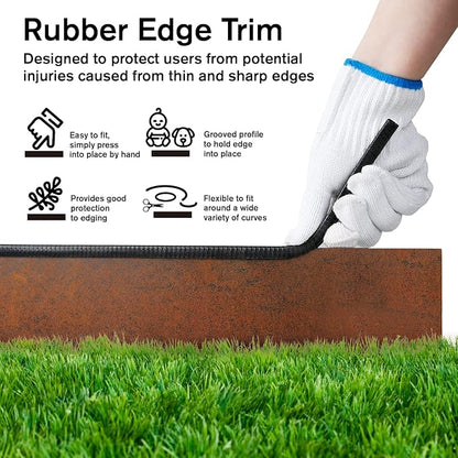 Worth Garden 6-Pack Cor-Ten Steel Landscape Edging with Black Protection Strips - Rust Patina Finish 40" L x 5.5" H (20Ft Total) - Hammer-in 14-Gauge Metal Corten Lawn Yard Edging Border w/ 7 Clips