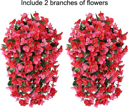 HyeFlora Bougainvillea Artificial Hanging Flowers Plants for Outdoors Decoration, 2pcs Fake Flowers Silk Bougainvillea Vines Realistic UV Resistant Faux Flowers for Outdoor Planters Porch Patio, Mix