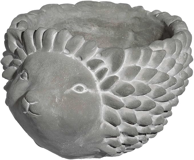 Classic Home and Garden Cement Buddies Animal Planter - Cute Desk Decoration - UV Coated Animal Vase w/Removable Drain Plug - Succulent Planter for Indoor/Outdoor Use (Hedgehog, Natural, Small)