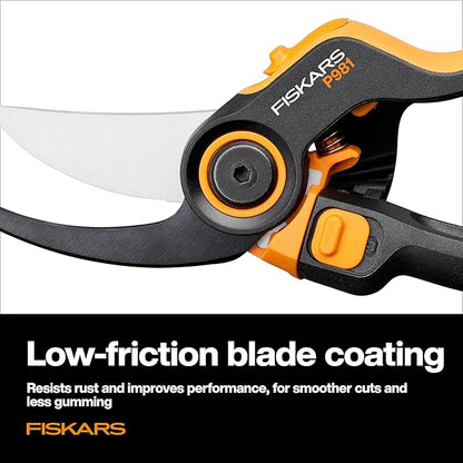 Fiskars DualAction Pruner – Hand Pruner with Two Cutting Modes, Bypass Garden Pruner for Stems and Branches up to 1", Low-Friction Steel Blade, FiberComp Frame