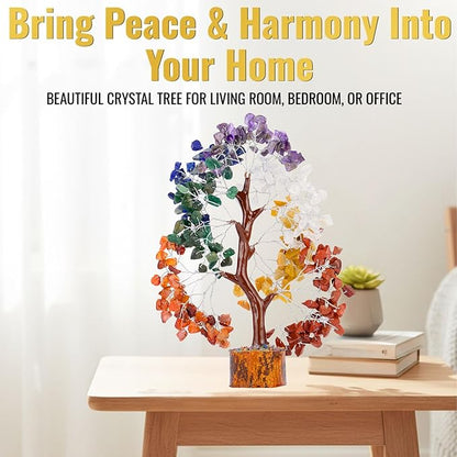 7 Chakra Healing Crystal Tree of Life Kit, Bracelet, Pendant, Necklace, Feng Shui Money Bonsai Tree, Positive Energy for Women, Mom, Sister and Housewarming Decoration