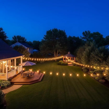 RTTY 200FT Outdoor String Lights Expandable System with 100 G40 Bulbs (2x100FT) - for Sprawling Properties, Large Commercial Patios, or Dual-Zone Backyard & Event Lighting