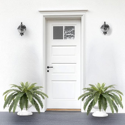 48in UV Resistant Artificial Ferns for Outdoors Large, Realistic Fake Boston Fern with Full Multiple Silk Fronds, Faux Boston Fern for Porch Outdoors, Garden or Hanging, 2 Pack
