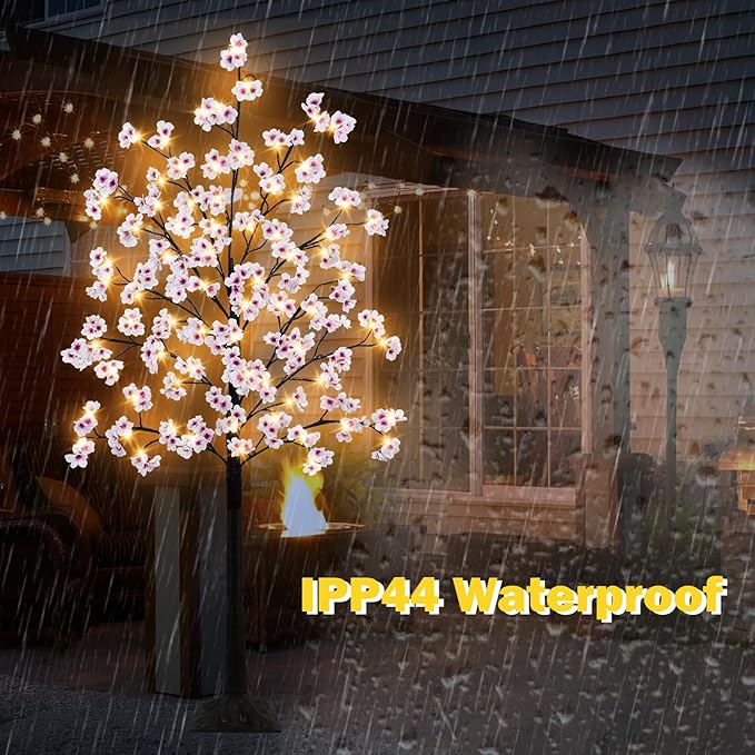 Uieke Cherry Blossom Tree, 6FT 96 Fairy Lights Artificial Lighted Tree for Home Inside Outdoor Spring Wedding Party Festival Decor, Warm White