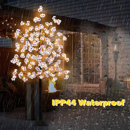 Uieke Cherry Blossom Tree, 6FT 96 Fairy Lights Artificial Lighted Tree for Home Inside Outdoor Spring Wedding Party Festival Decor, Warm White