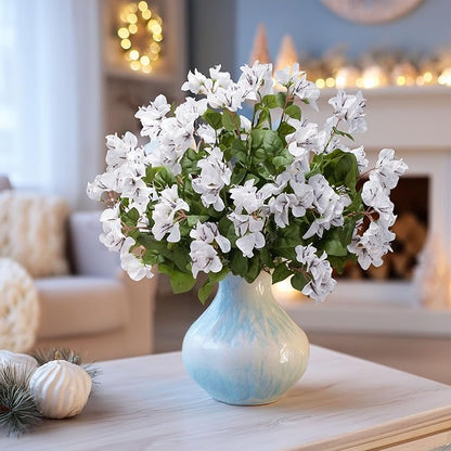4 Pcs Artificial Flowers Bougainvillea Outdoor Artificial Plants Faux Flowers with Stems Silk Flowers for Wedding Porch Living Garden Decor Without Vase (4PCS,White)