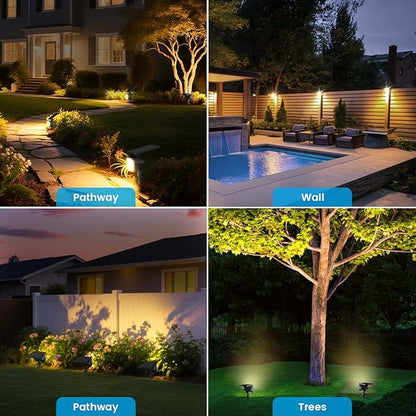 VOLISUN Solar Spotlight Outdoor, IP67 Waterproof Solar Landscape Spot Lights，Uplights for Yard Garden Pathway - 2 Pack (Warm White) 27 LED 3 Lighting Modes