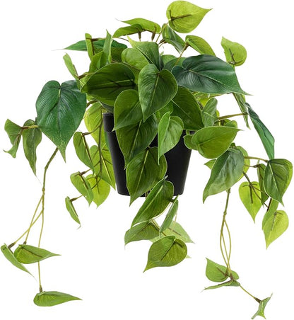 Artificial Scindapsus Aureus, Realistic Fake Plant with Plastic Pot for Home Office Garden Decoration 1 Pack(8in H)