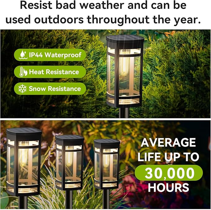 EXCMARK 2 Pack Solar Lights Outdoor Waterproof for Garden Pathway Walkway Driveway Yard Lawn Decorative Landscape Lighting. (Warm White Light,2)