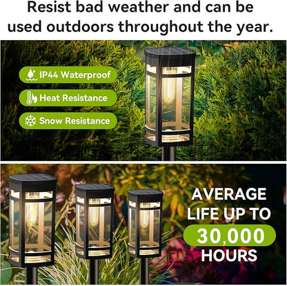 EXCMARK 2 Pack Solar Lights Outdoor Waterproof for Garden Pathway Walkway Driveway Yard Lawn Decorative Landscape Lighting. (Warm White Light,2)