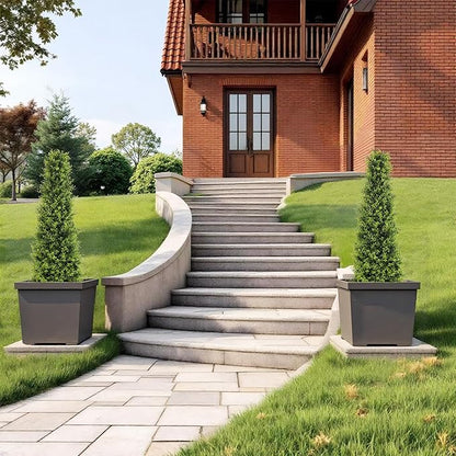4ft Artificial Boxwood Topiary Trees, Set of 2 – UV Resistant Faux Evergreen Shrubs and Bushes for Outdoor Planters, Realistic Fake Plants for Front Porch Outside Patio Yard, 4 Foot Tall