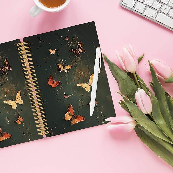 Vintage Butterfly Spiral Notebook, Retro Mid Century Butterflies Journaling Notebooks for Women, xxx Hardcover Journals for Office School 160 Pages 5.5 x 8.3 Inch, xxx Gifts for xxx
