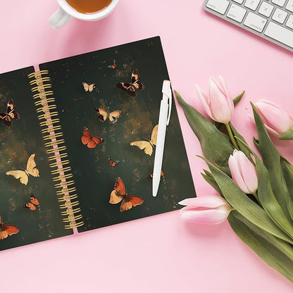 Vintage Butterfly Spiral Notebook, Retro Mid Century Butterflies Journaling Notebooks for Women, xxx Hardcover Journals for Office School 160 Pages 5.5 x 8.3 Inch, xxx Gifts for xxx