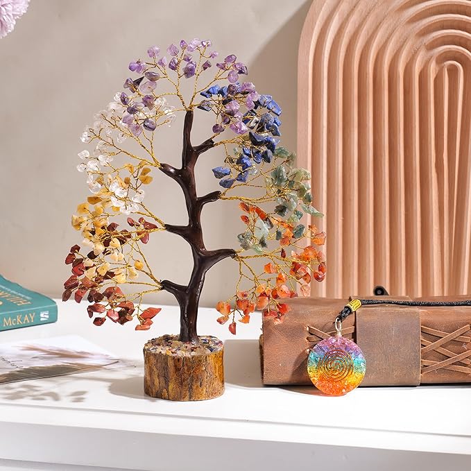 FASHIONZAADI 7 Chakra Crystal Tree Life Feng Shui Tree Sister's Birthday Office Gift Energy Crystals Spiritual Gifts