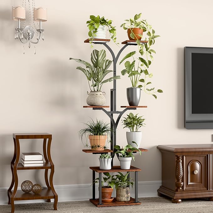 Plant Stand Indoor with Grow Lights, 8 Tiered Metal Plant Shelf, 58" Tall Plant Stand for Indoor Plants Multiple, Large Plant Rack Display Shelves, Corner Plant Holder for Living Room, Patio, Balcony