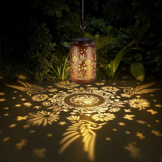 Solar Lanterns Outdoor Waterproof Hummingbird Solar Lights Outdoor Waterproof for Garden, Backyard, Patio Decor, Birthday Gifts for Women Mom Grandma, Hanging Garden Lights for Outside