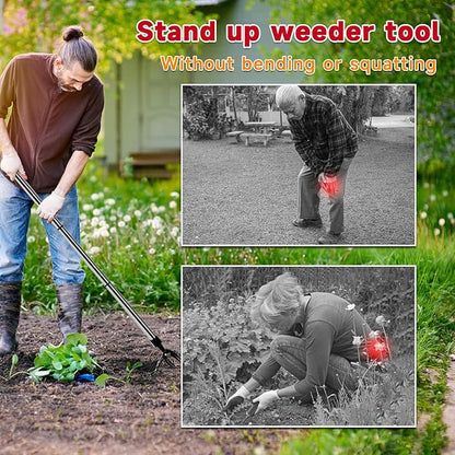 ELECROW Stand Up Weeding Tools, Weed Puller Tool Stainless Steel Garden Weeder, Long Handle Weed Remover Tool