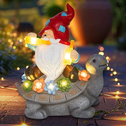DKJOCKY Solar Turtle Gifts Garden Decor Garden Gnomes for Yard, Gnomes with Solar Lights Garden Decor, Christmas Friendships Birthday Gifts for Women, Mom Unique