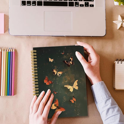Vintage Butterfly Spiral Notebook, Retro Mid Century Butterflies Journaling Notebooks for Women, xxx Hardcover Journals for Office School 160 Pages 5.5 x 8.3 Inch, xxx Gifts for xxx